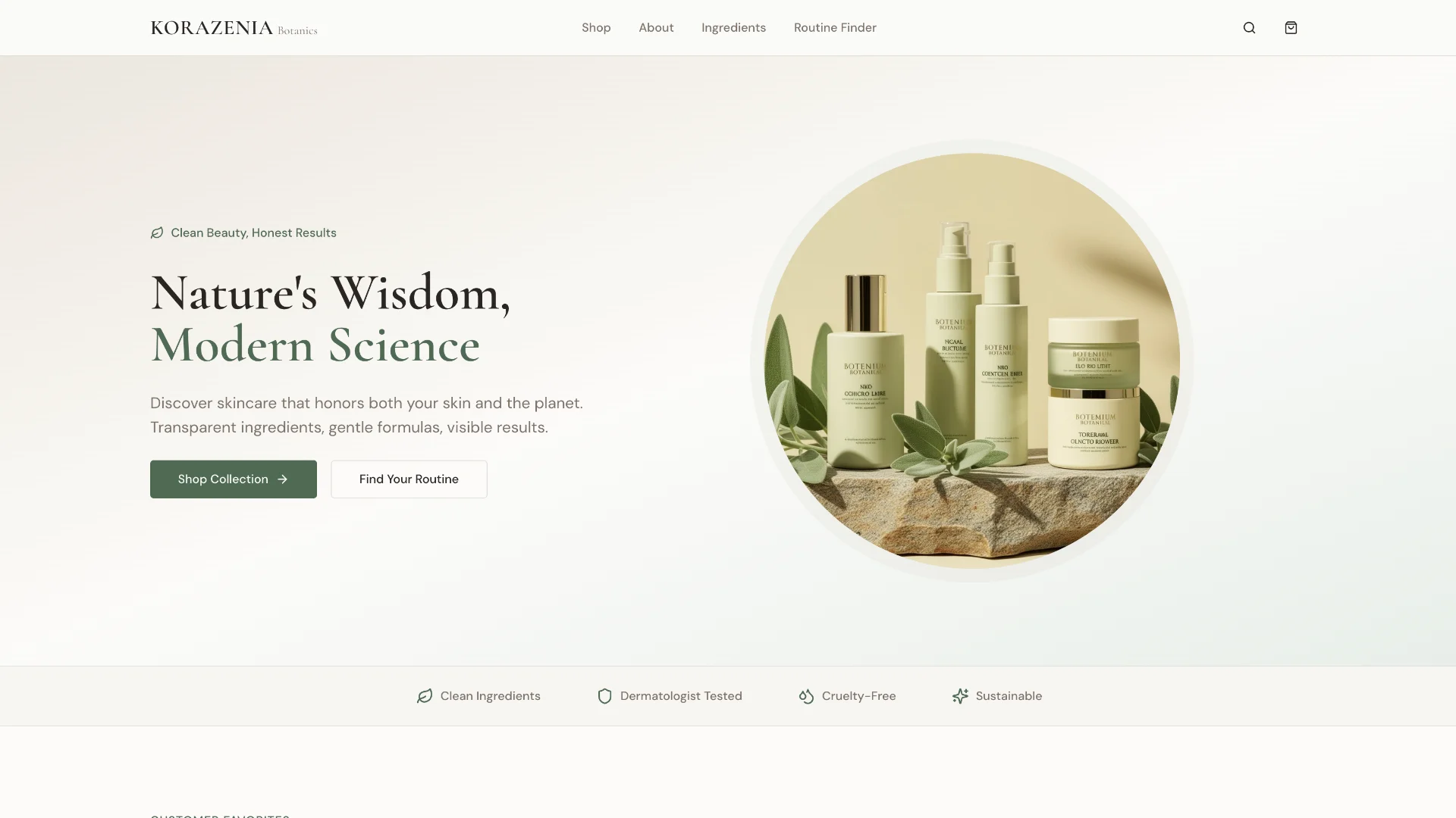 KORAZENIA Botanics — Clean Clinical Skincare Ecommerce
